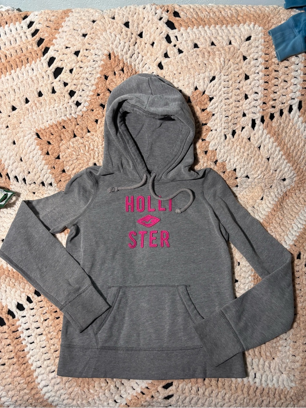 Hollister Gray Hoodie with Pink Logo